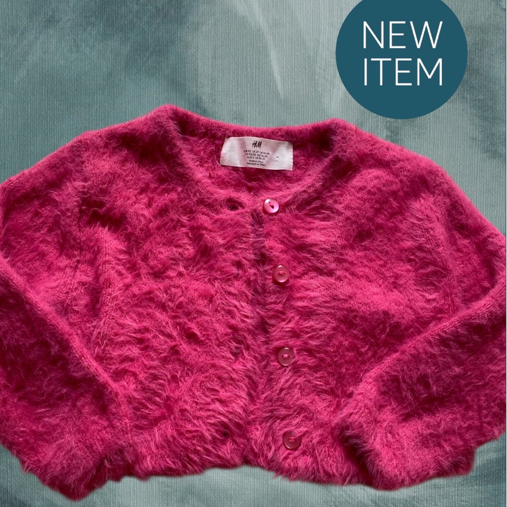 H&M Toddlers Sz 2T Fluffy Vibrant Pink Button Down Cardigan